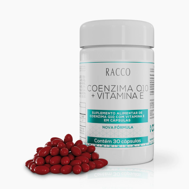 IOS Coenzima Q10 - Suplemento Alimentar de Coenzima Q10 com Vitamina E em Cápsulas Racco, 30 cápsulas