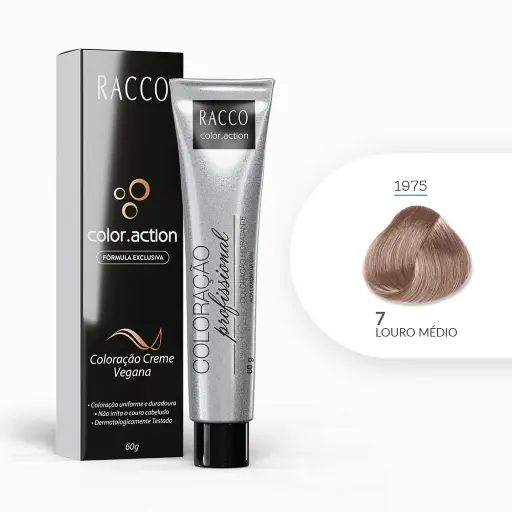 [1975] Coloração Creme Color.Action Racco - Louro Médio, 60g